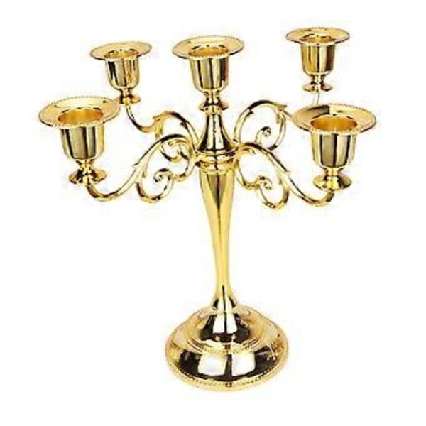 Lysestake for Søylelys Kandelaber Lysestake 5 Lys Sink Legering 5 Armer Lysestake for Borddekorasjon Eventmiddag (gylden) golden