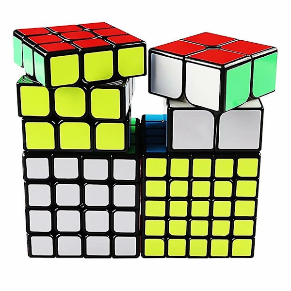 Speed Cube Bundle Magic Cube Puzzle Set 2x2 3x3 4x4 5x5 Sticker Cube Collection Black