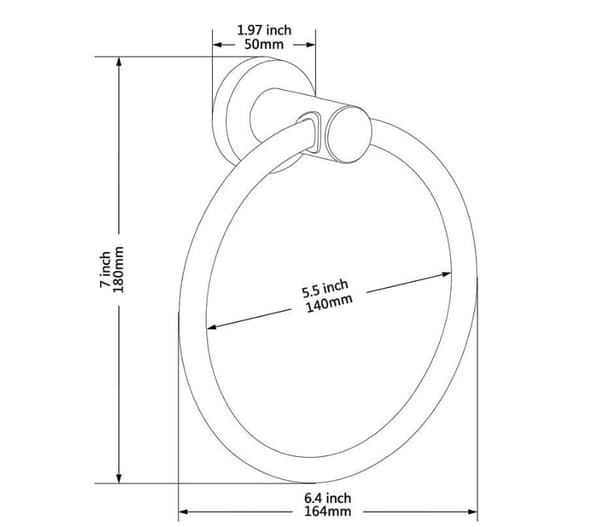 304 Rustfritt Stål Veggmontert Håndkle Ring for Bad Sølv