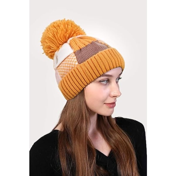 Beanie Hats for Women Knitted Beanie Cap Pompom Winter Warm Soft