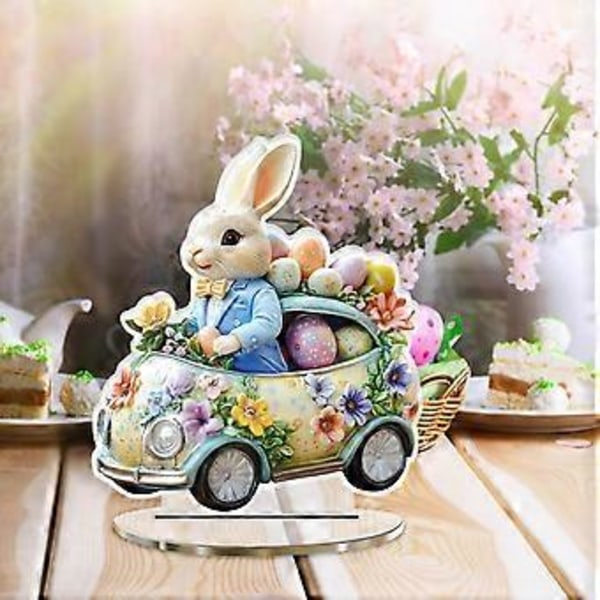 Påskehare Egg Akryl Skrivebordsdekorasjon Høytidsdekorasjon Uthulet Ornament A