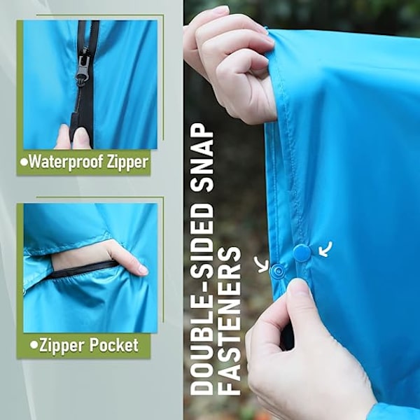 1 stk Poncho Regnfrakk med glidelåshette for voksen