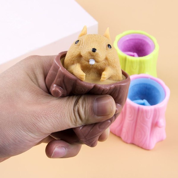 3 ST Set Squeeze Squirrel Toys Dekompression Evil Squirrel Cup,