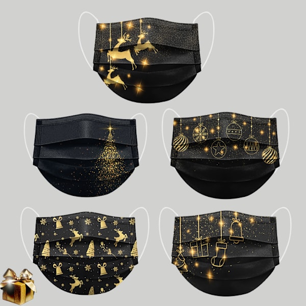 50 stk Voksen Julemaske Non-woven Stoff Engangsansiktsmaske S