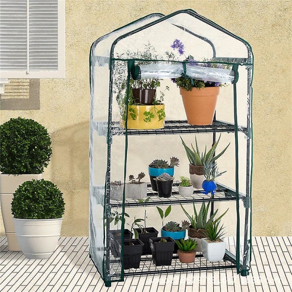 2-vånings växthus vattentät PVC-ersättningsöverdrag transparent 69 x 49 x 92 cm (endast överdrag)（3）