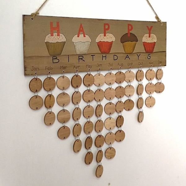 Träkalender, Familjeträkalender, För Heminredning, Födelsedagspåminnelseplakett