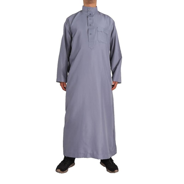 Mäns islamisk saudisk muslimsk lång kappa Dubai arabisk tunika topp blus Thobe Kaftan kläder（56(M)）