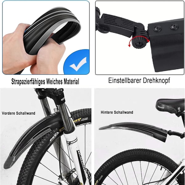 Universal cykelskärm Justerbar Tjockare Bredda Skärmar Fram Re