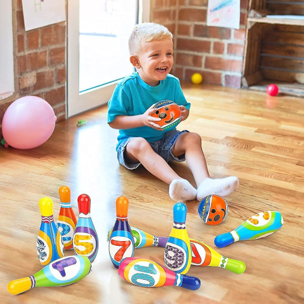 Set kägelspel för barn med 10 stift och 2 bollar Tidig utveckling inomhusleksakspresenter för barn Toddler