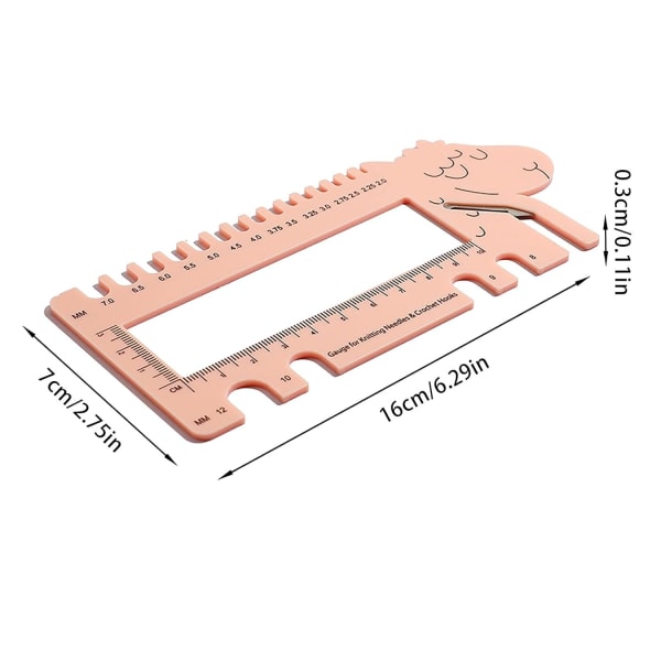 Stickmätare, Rosa, Stickmätare i Plast, Stickverktyg Linjal Stickning