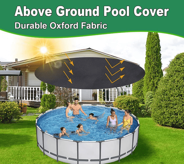 Rund poolskydd pool solskydd, 160*30cm（Svart）