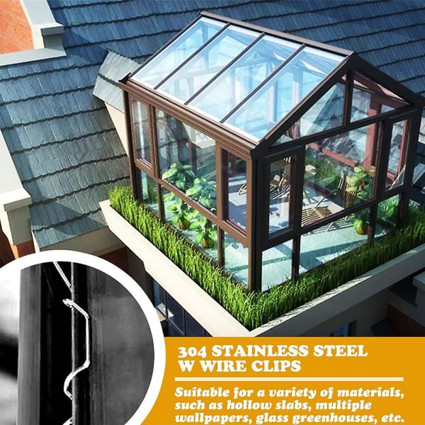 100 st Växthusklämmor för glas - rostfritt stål Växthusfönsterklämmor Glasrutefästen - 50 st växthus