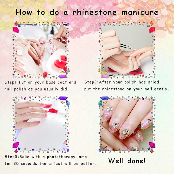 1 æske med Rhinestone Nail Art Runde Rhinestone Sæt Rhinestone Nail