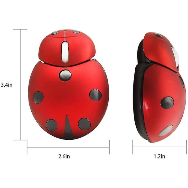 10 Ones Design 2.4g Trådløs Mus Liten Søt Dyr Ladybug Form 3000dpi Bærbar Mobil Optisk Mus Med Usb-Mottaker 3 Knapper Trådløs Mus Fo