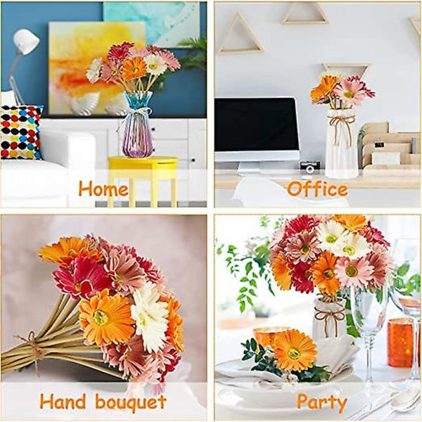 Kunstige Daisy Kunstige Blomster Gerbera Tusenfryd Kunstige Blomster Til Bryllup Brude Fest Dekor (oransje, 18 stk)