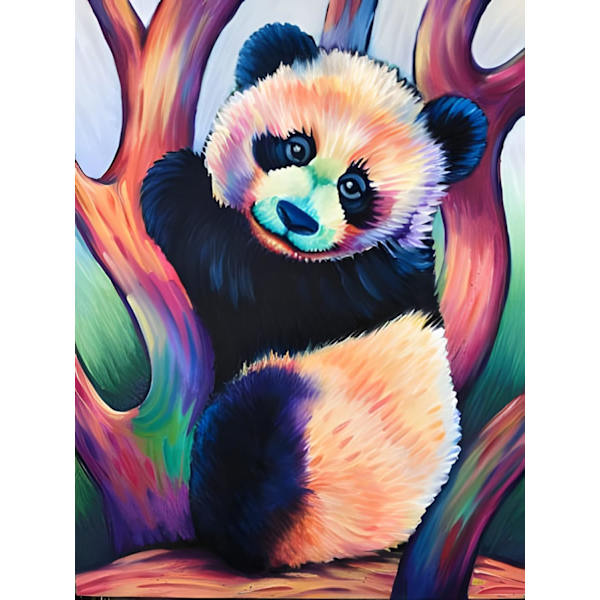 Timanttimaalaussetti aikuisille, Panda Timanttimaalaus Täysi Pyöreä Pora Timanttitaide Aikuisille Lapsille Eläin Panda Timanttimaalaus Koti Dekor 11.8X15.7inch