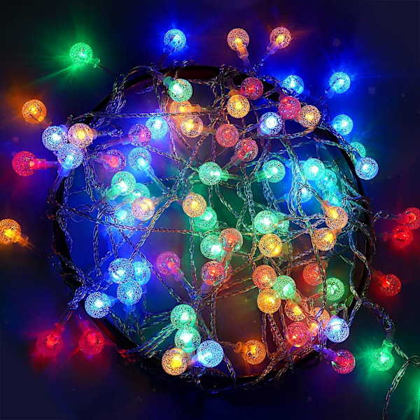 Solcelle-lysstreng, 60 LED'er 11M Farvede Krystal Kugler Lys, 8 Tilstande
