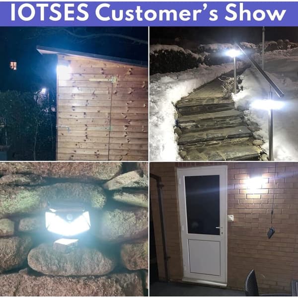 IOTSES 100LED 2200mAh 3 moduser utendørs solcellelys med 270º bevegelsessensor