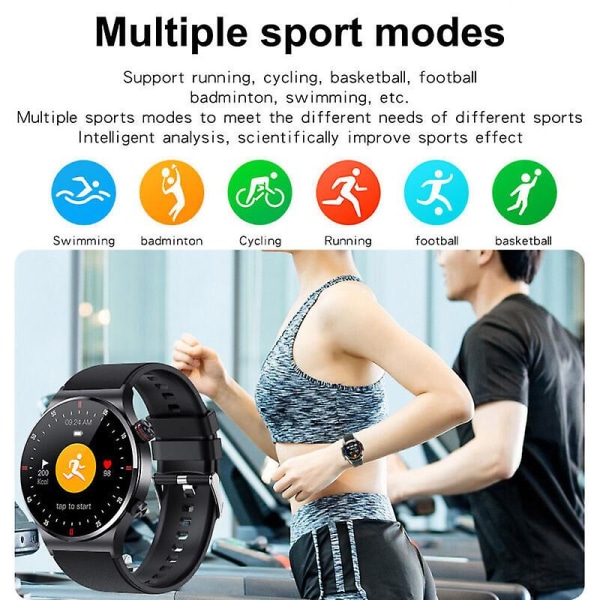 Qw33 Smart Watch Ecg PPG Musikspelare Bluetooth Stegräkning Ring Sport Fitness Tracker（Black Steel）