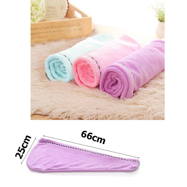3-pack mikrofiberhårhandduk wrap superabsorberande twist turban torra hårlockar med knappar badslinga A