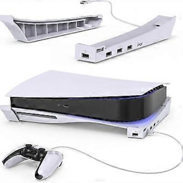 Horisontellt Ställ för Playstation 5 Konsol Uppgraderat Skrivbordsställ med 4-Portars USB-Hubb 04 for Gamepads