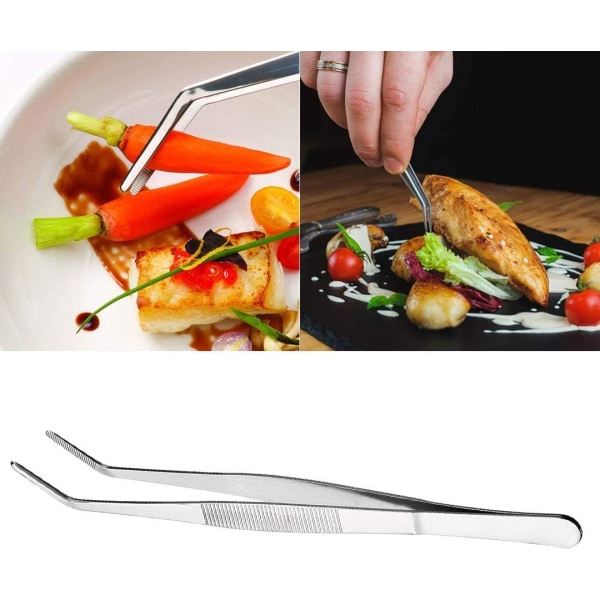 30 cm lang 304 rustfritt stål grillpinsett, tang for Ki