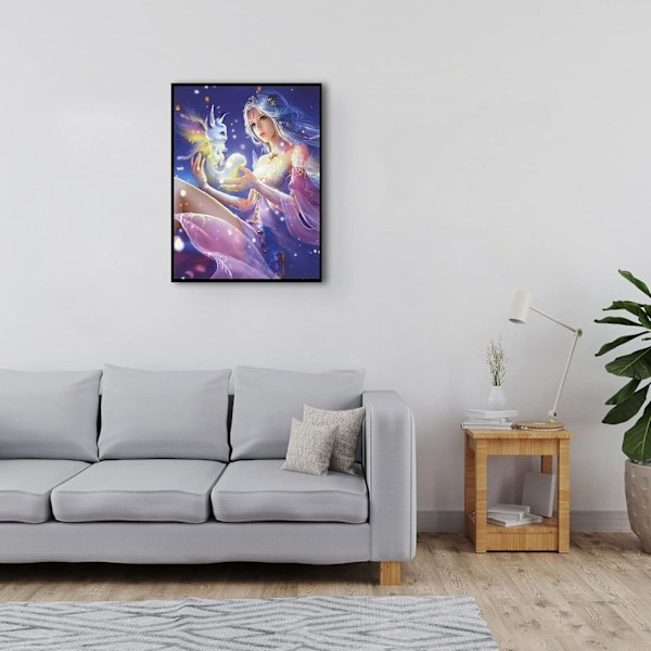 DIY 5D Aikuisen Timanttimaalaussetti Violetti Haltija ja Peto Timantti