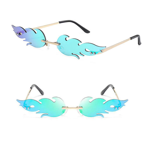 Fashion Fire Flame Solglasögon 3 st Vågor Solglasögon Spegelglas Ramlösa Solglasögon, Nyhet Glasögon För Unisex-vuxen