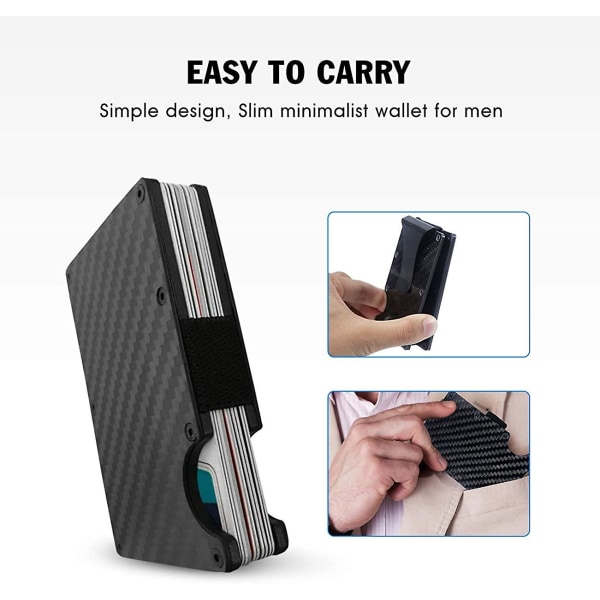 Men Blocking Money Clip Slim Carbon Fiber Credit Card Holder Pock