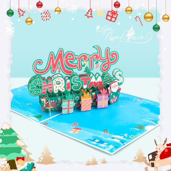 (Glædelig jul) Julekort Pop Up. 3D Julehilsen Ca
