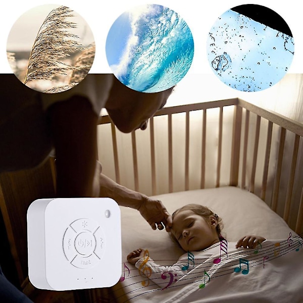 Vit Brus Maskin USB Uppladdningsbar Tidsinställd Avstängning Sömnljudmaskin För Sömn & Avkoppling För Baby Vuxen Kontor Resa