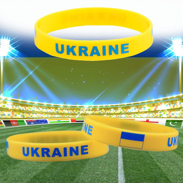Ukraina gummiarmband, 4st Ukrainska lands nationella flaggor Silikonarmband, minnesarmband