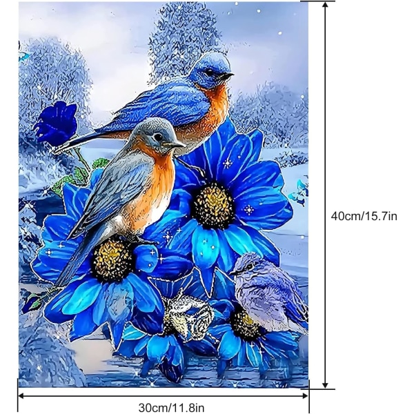 (30 × 40 cm) Runda Diamantkonstset, 5D Diamantmålningssatser Blu