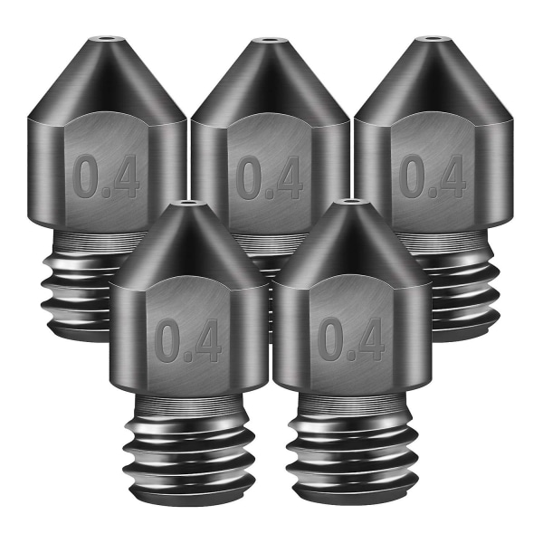5 st härdat stålmunstycken 0,4 mm härdat stål Mk8 munstycke hög temperatur spetsiga slitstarka munstycken 1,75 mm