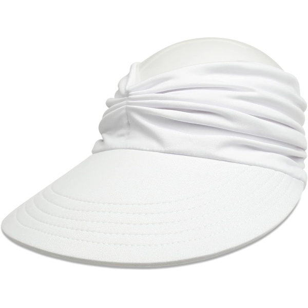 Solskygge Hat til Kvinder Bred Skygge Sommer UPF 50+ UV Beskyttelse Strand Sport Cap (Hvid)