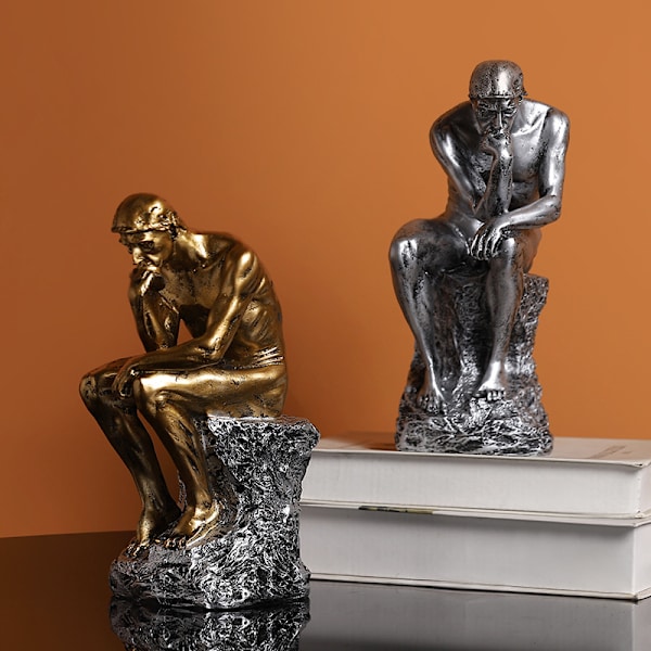 Resin Thinker Staty Ornament Heminredning Tillbehör Simulat