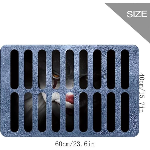 Läskig avlopps-clown dörrmatta, 3D Stereo Vision skräck dörrmatta, för H