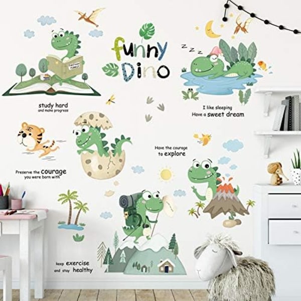 Kids Boy Wall Sticker, Funny Dinosaur Wall Sticker På engelska, Ki