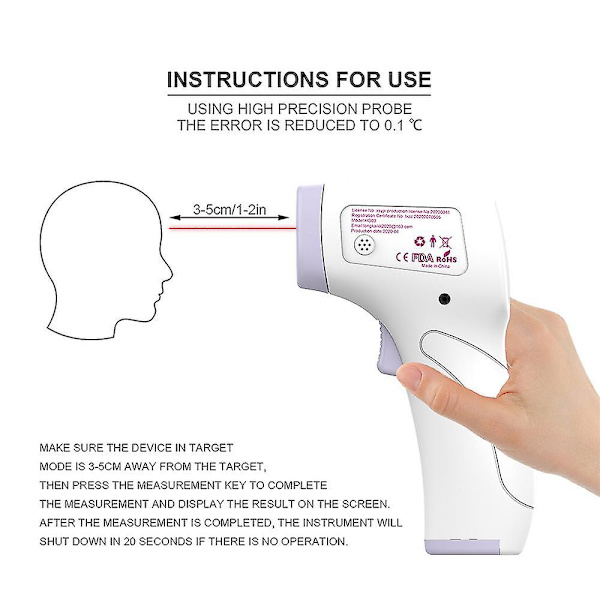 Digital LCD-skjermtermometer berøringsfri baby infrarød pannetemperaturpistol