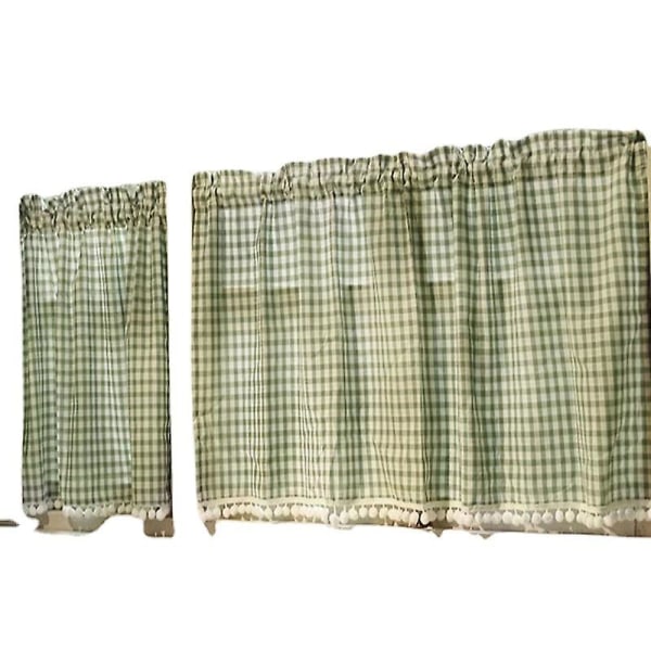 Färdig Skandinavisk Liten Frisk Check Gardiner, Kaffe Gardiner Partition Liten Dörr Gardiner 150*60cm