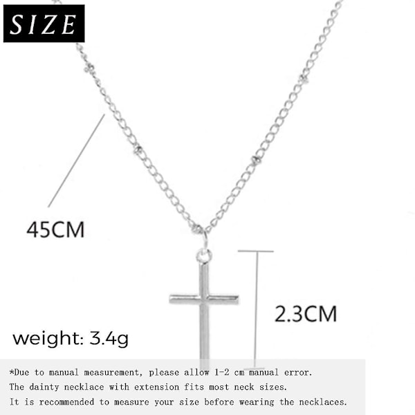Liten korshänge Halsband Silver Små Pärlhalsband Kort Kedja Smycken för Kvinnor och Flickor