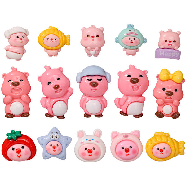 15PCS Beaver Cartoon Søte DIY-pynt, Håndlagde Materialer