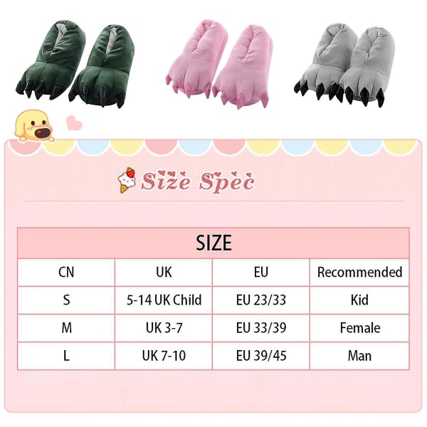 Unisex hjemmesko Monster Claw Nyhed Plys Pote Varm Blød Bomuld Dyr Fantasy Cosplay Kostume Sko Efterår Vinter Indendørs（M Sort）