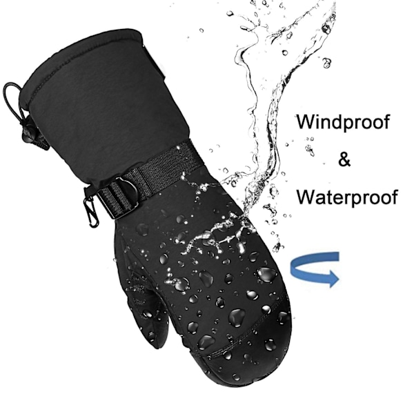 Ozero Vinter Abalone Lær Lange Varme Skigloves (XXL 9,45 tommer Sort)