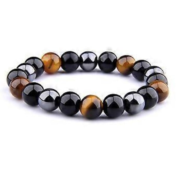 Protein rød jernmalm sort cirkulær rombe perle sundhedsterapi armbånd 1 stk