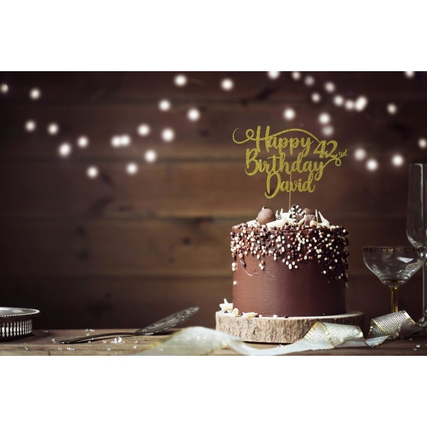 Personlig Grattis på födelsedagen Glitter Cake Topper Anpassad färg Valfritt namn &amp; Alla åldrar glittertårtdekoration（29）