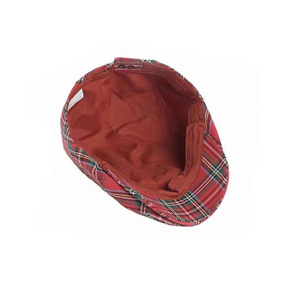 Colleage Style Dame Plaid Flad Cap Mænd Ivy Cabbie Cap Unisex Bomulds Newsboy Cap