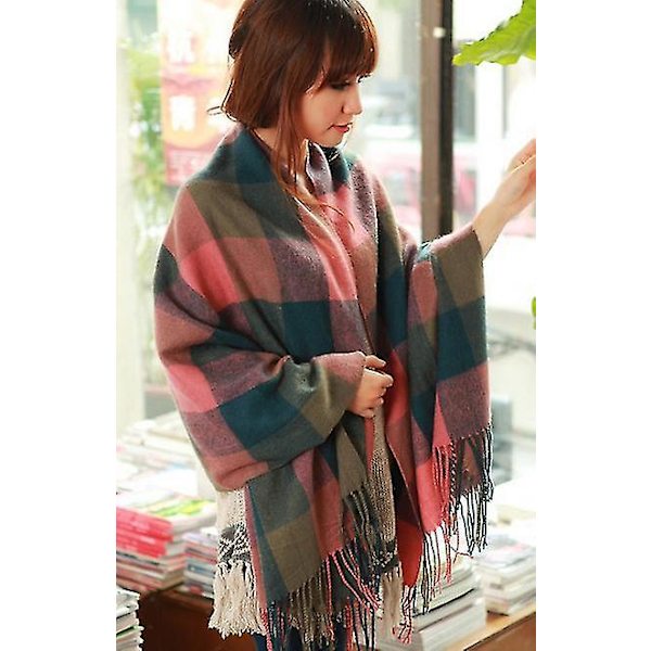 Blød Check Cashmere Tartan Tjek Tørklød Blød Cashmere Tørklæde