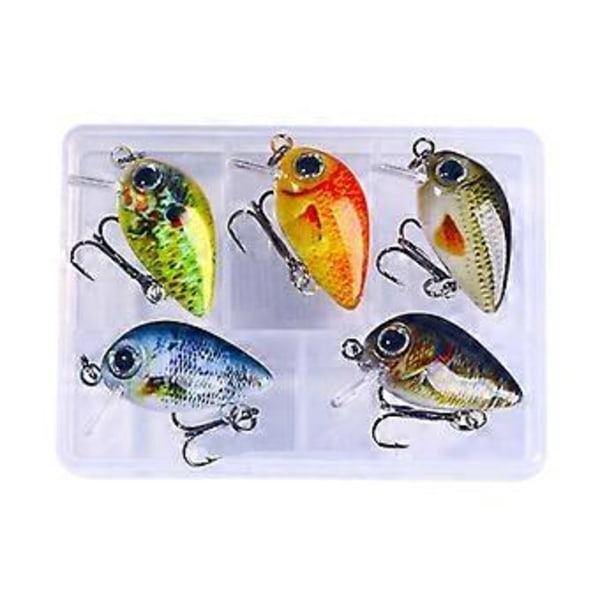 5 st Fiskedrag Konstgjorda fiskbeten Topwater Crankbaits Wobbler Konstgjorda hårda beten med tackelbox Lätt att använda Set 1 1.5g