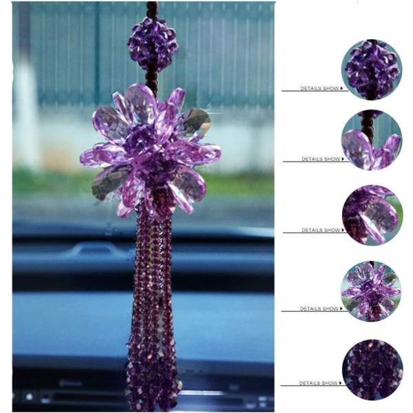 Crystal Flower Car Rearview Mirror Pendant Crystal Hanging Orname